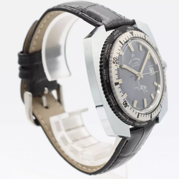 Vintage 45mm Paul Garnier World Time Diver Men\'s Mechanical Wristwatch SwissMade